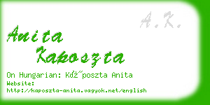 anita kaposzta business card